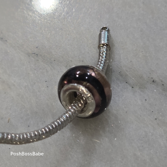 Murano .925 stearling silver center core glass bead fits pandora type bracelets - Picture 14 of 15